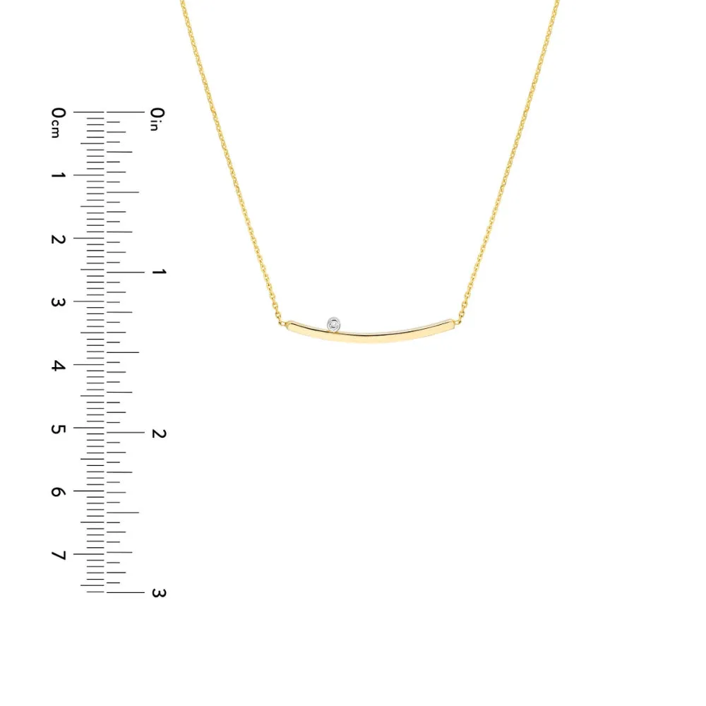 14k Curved Bar With Diamond Necklace