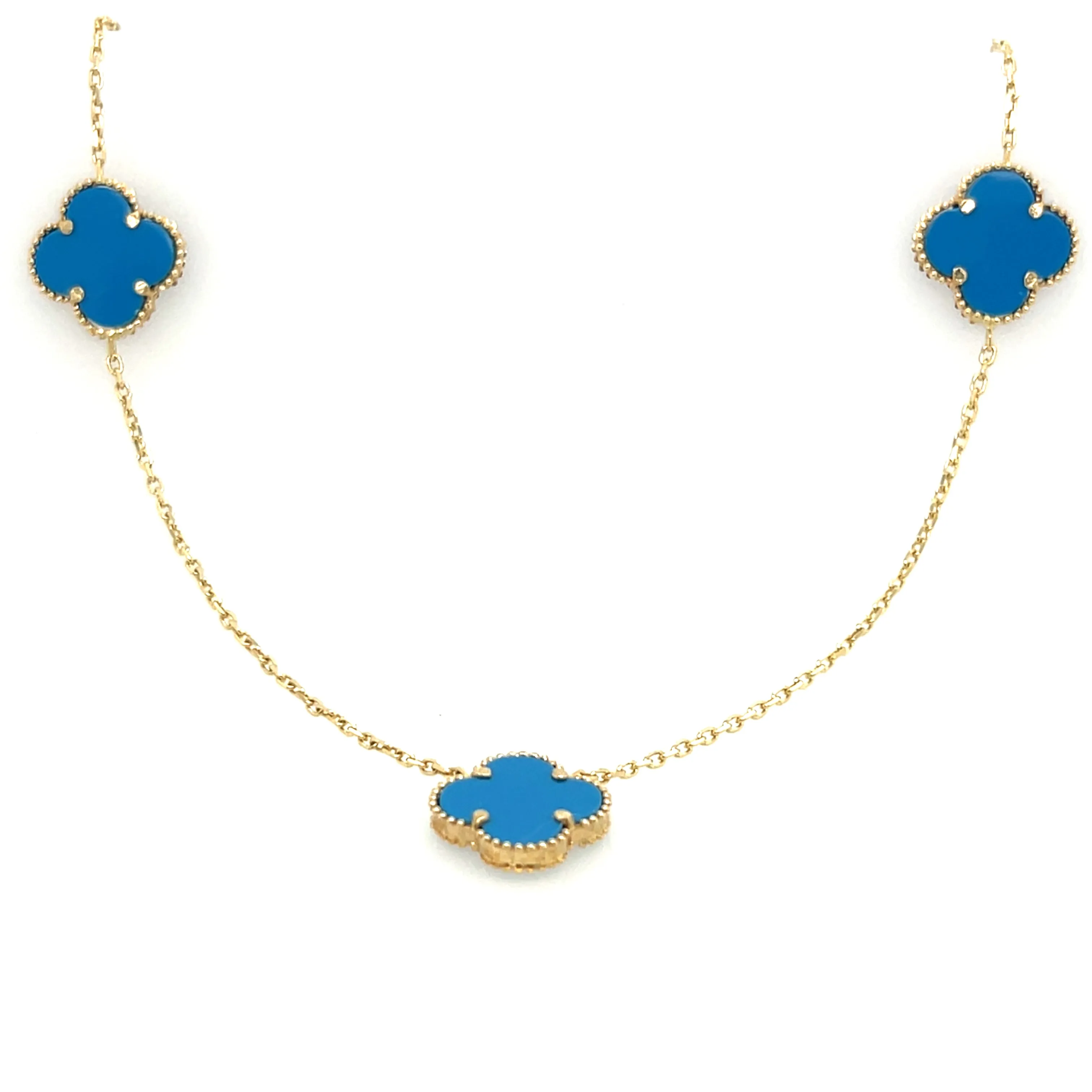 14K Yellow Gold Turquoise Motif Necklace
