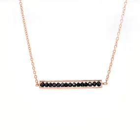 18k Rose Gold Black Diamond Bar Necklace