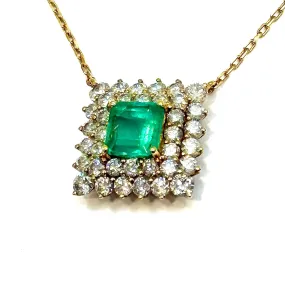 750YG Emerald & Diamond Necklace