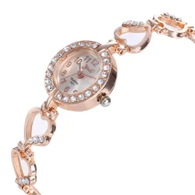Alloy Set Watch Women's Brace Lace Bracelet Peach Heart String Quartz Watch