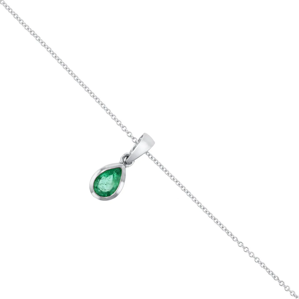 Bijou Collection 0.46ct Pear Cut Emerald Necklace | 9K White Gold