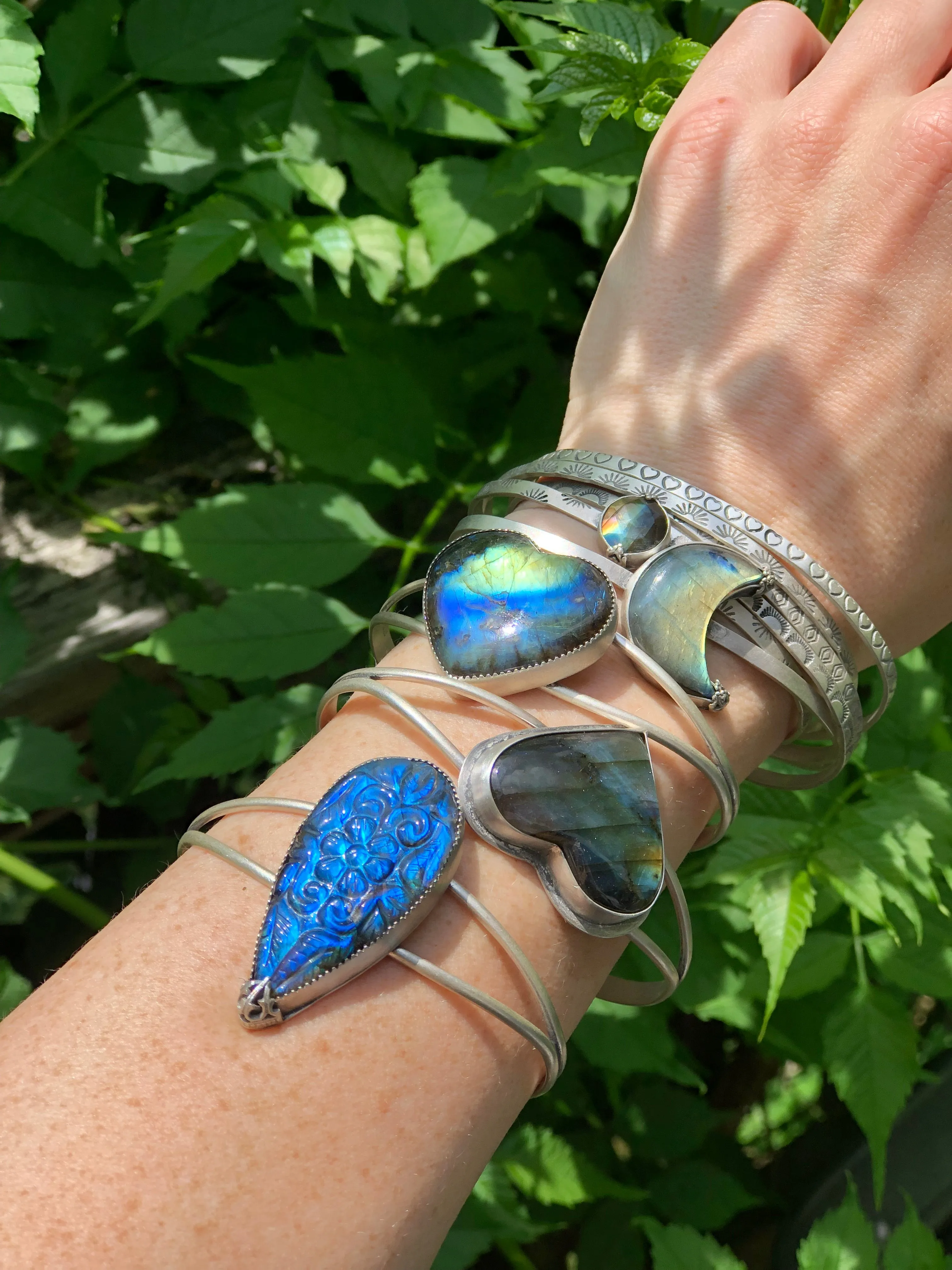 Carved Labradorite Cuff Bracelet