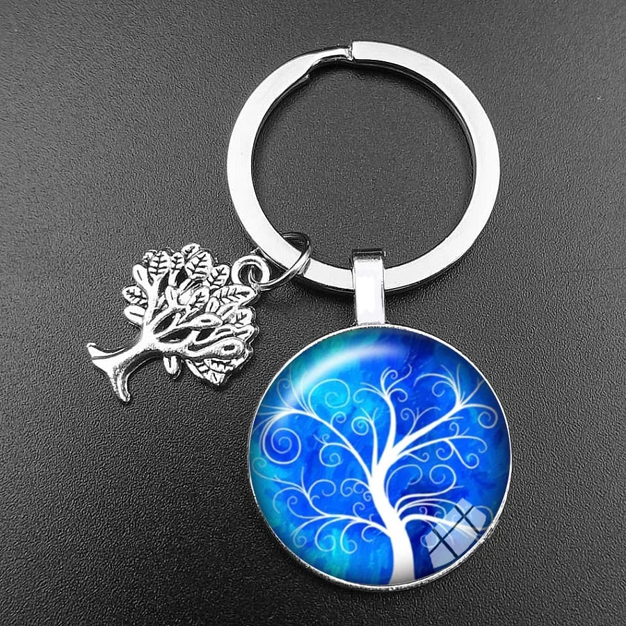 Crystal Glass Tree of Life Pendant Keychain