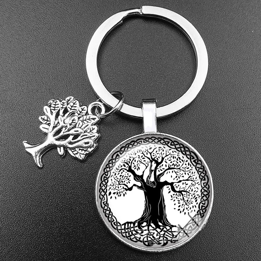 Crystal Glass Tree of Life Pendant Keychain