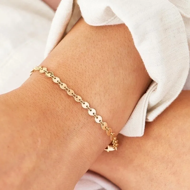Fashion Disc Chain Bracelet Women's 316l Titanium Steel Gold Plated Bracelets Wholesale