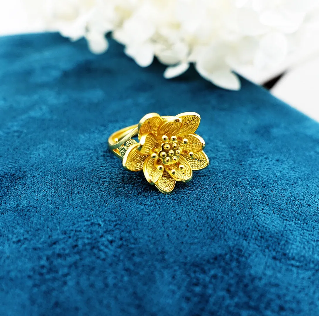 Filigree Lotus Ring Gold