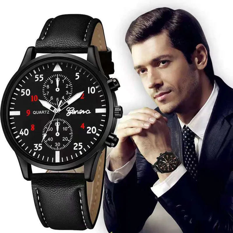 Geneva Men's Quartz Watch Strap Fashion Watch Business Watch Men