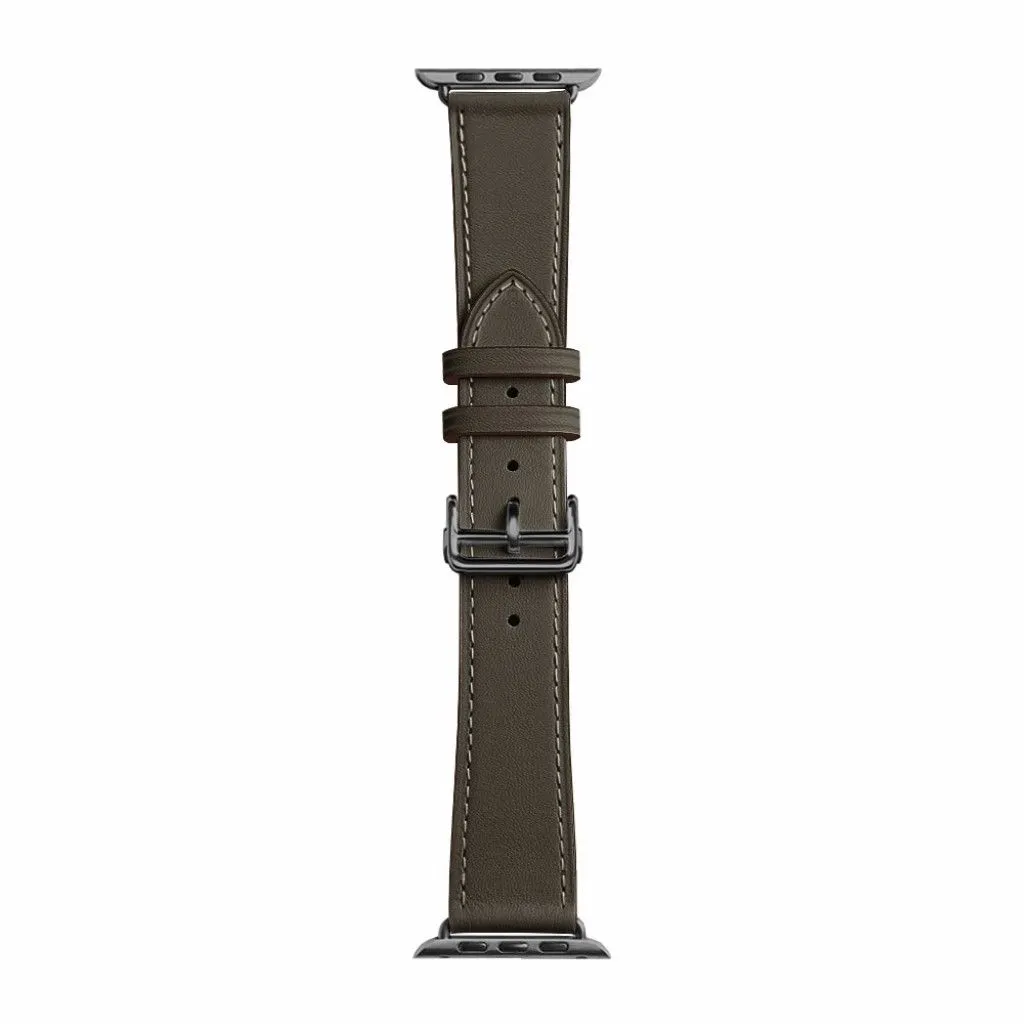 Genuine leather rose gold buckle watch band for Apple Watch Series 6 / 5 44mm - Taupe