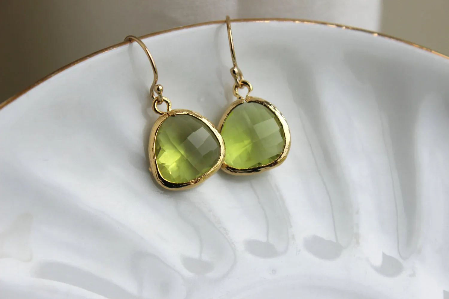 Gold Peridot Earrings Apple Green Wedding Jewelry Peridot Bridesmaid Earrings Gift Peridot Green Bridal Jewelry Personalized Gift Under 25