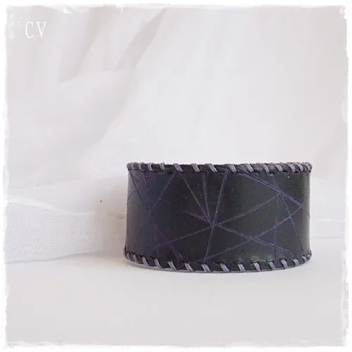 Gothic Black Leather Cuff Bracelet