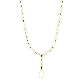 Industrial Finish Cobblestone Flat Chain Link Y-Necklace