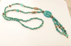Long Turquoise Style Chip Bead Necklace