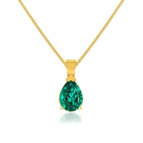 LUCINDA - Pear Emerald 3 Claw Pendant 18k Yellow Gold