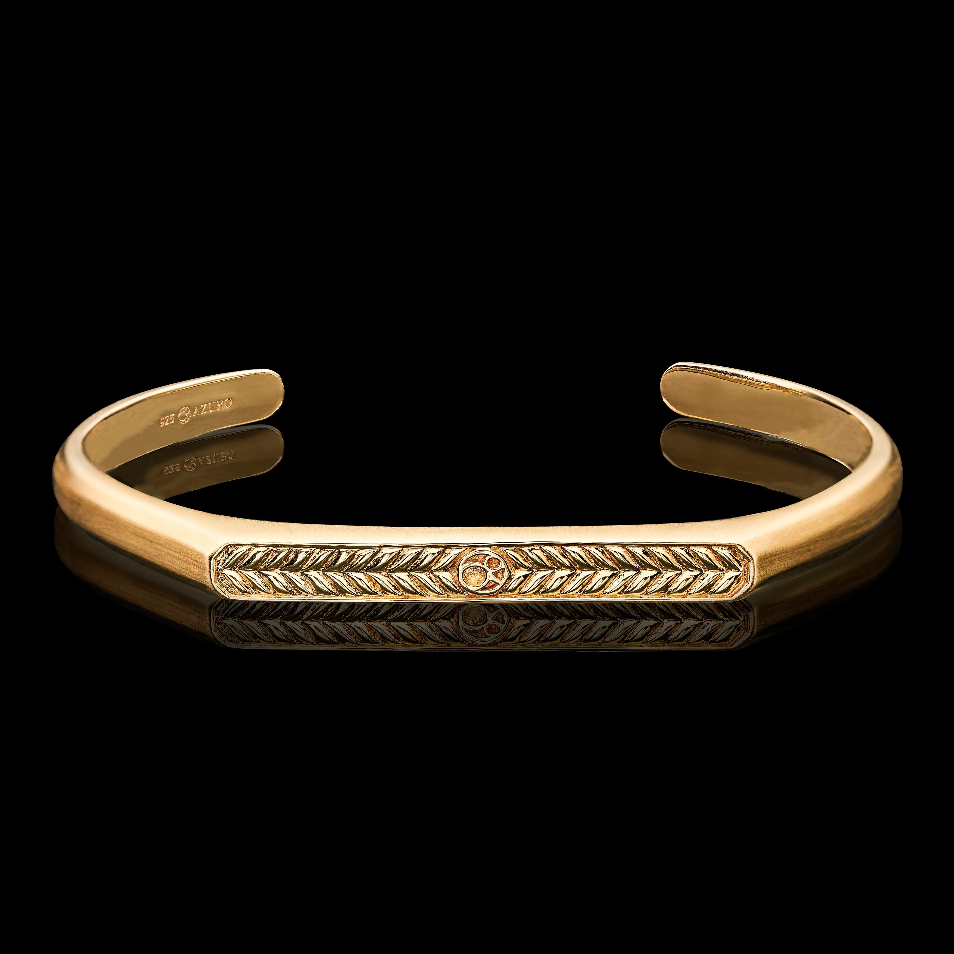 Omega 18k Gold Engraved Cuff Bracelet