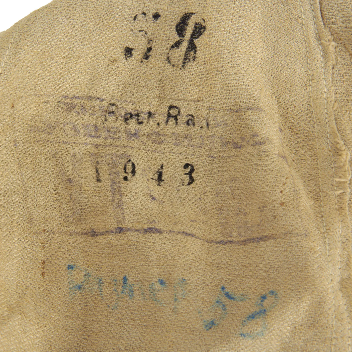 Original German WWII Summer Weight HBT Luftwaffe 58cm Field Cap - Possible Division Hermann Göring - dated 1943