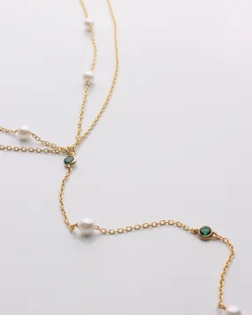 Pearl & Emerald Lariat Necklace