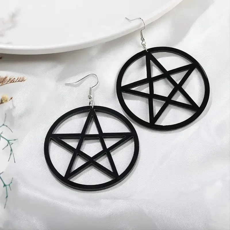 Pentagram Hoop Earrings