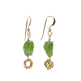Peridot Faceted Chunk Drop Earrings with Gold Filled Ear Wires