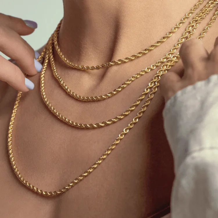 Real Gold Solid Thick Rope Men Chain 4 MM 2603 (45 C.M) CH1203