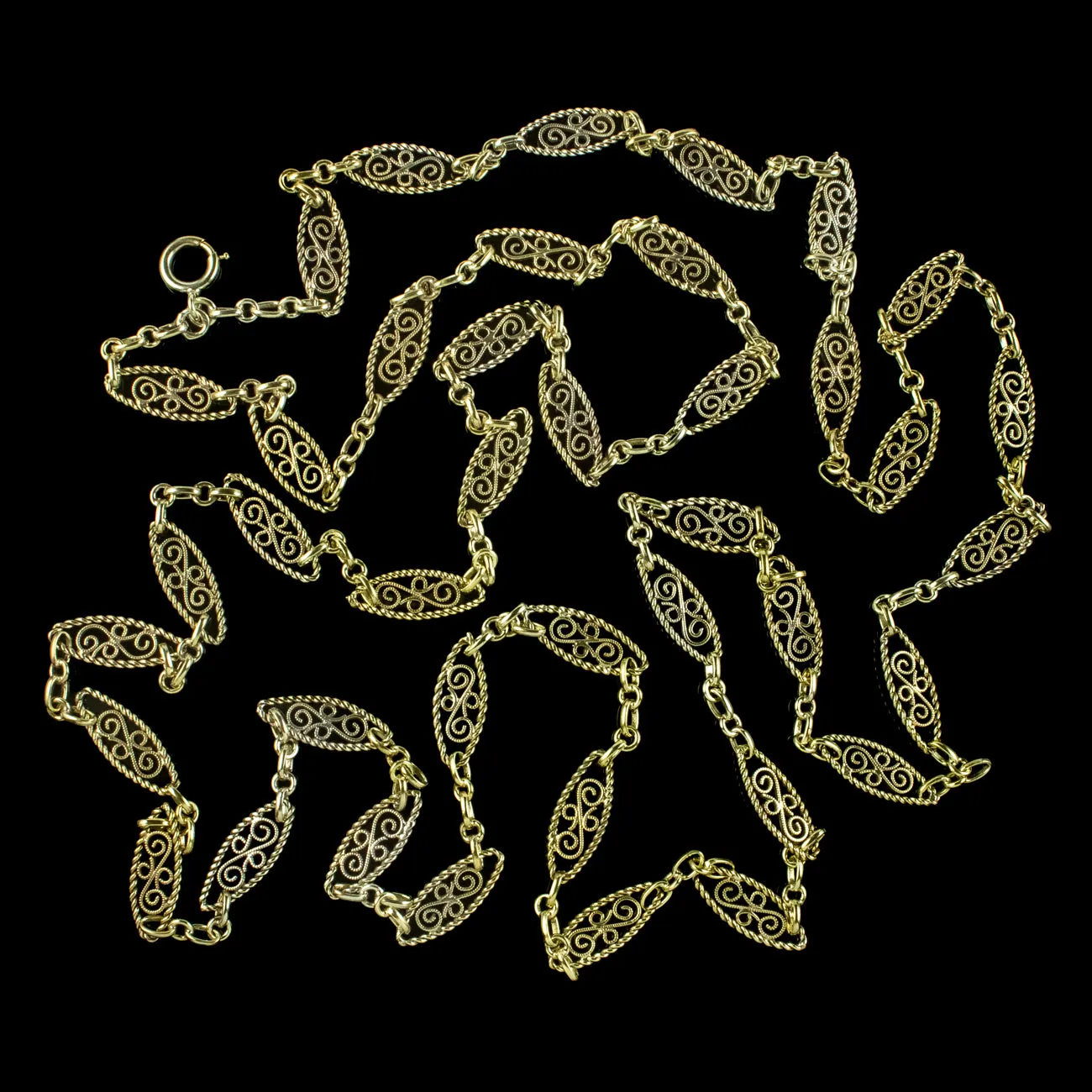 Vintage French Guard Chain Silver 18ct Gold Gilt