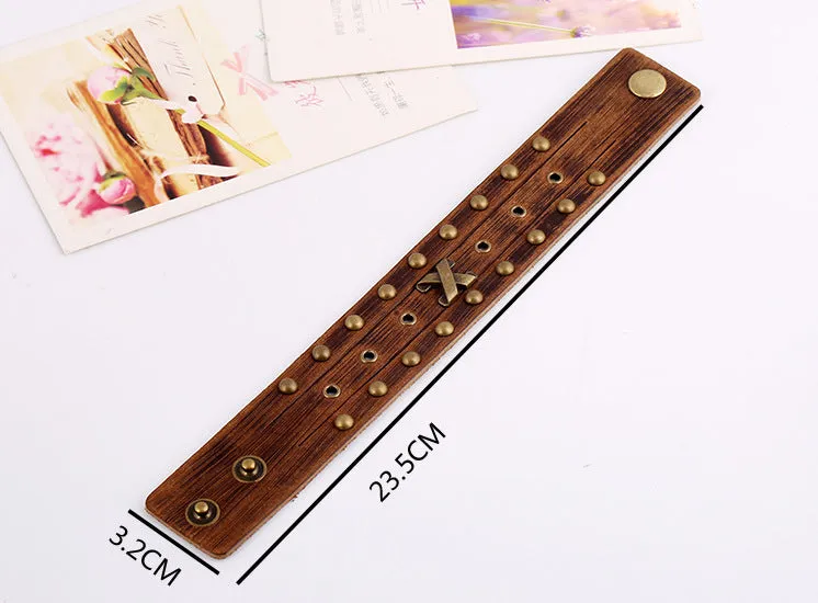 Vintage Punk Leather Bracelet Men's Rivet Leather Bracelet